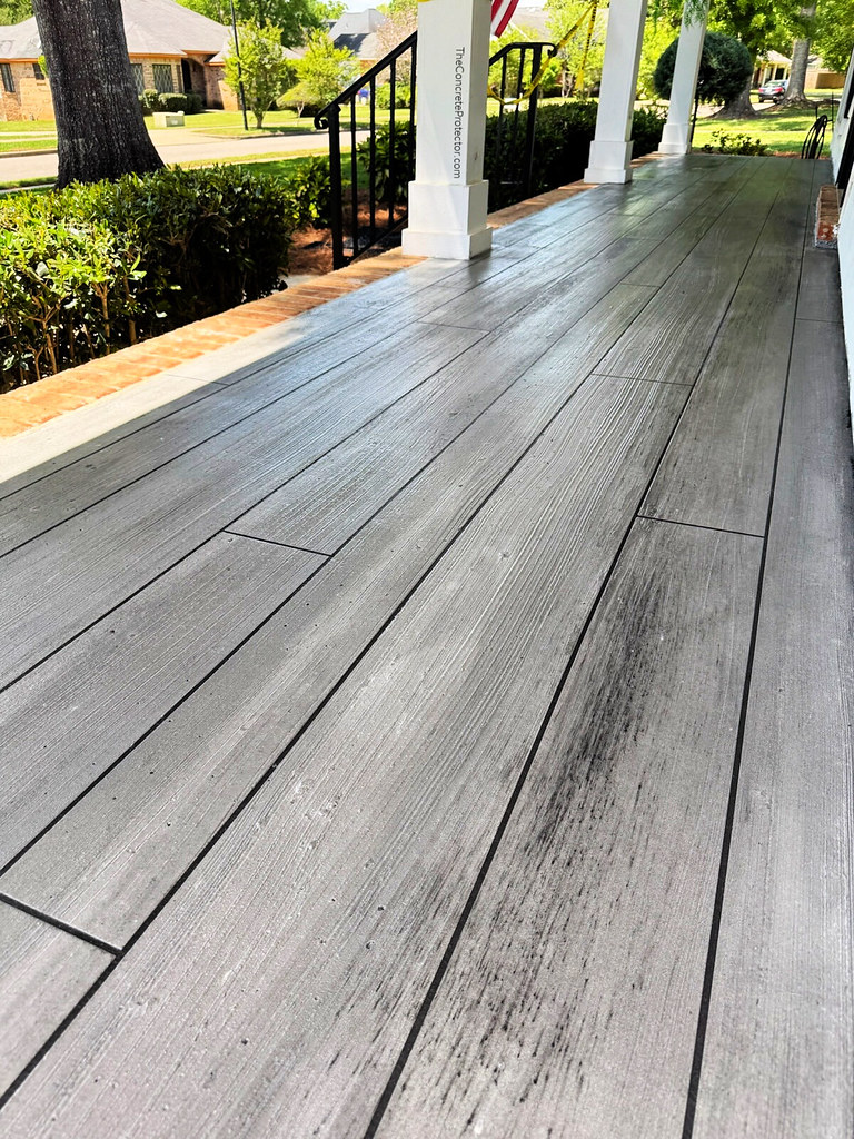 Outdoor patio concrete wood finish